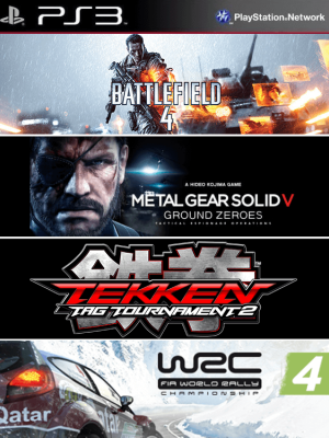 4 juegos en 1 battlefield 4 + metal gear solid v ground zeroes + tekken tag tournament 2 + wrc 4 fia world rally championship ps3